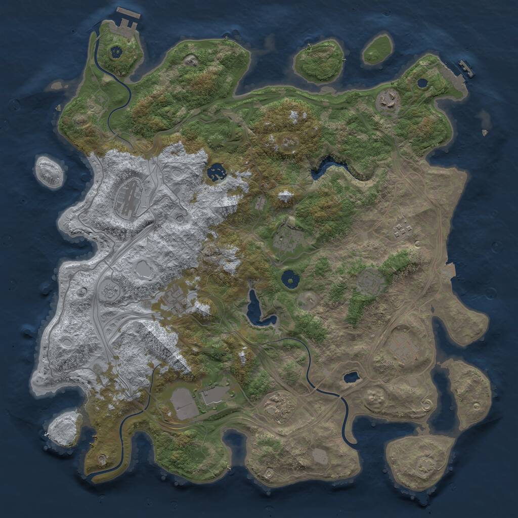 Rust Map: Procedural Map, Size: 4300, Seed: 97419194, 16 Monuments