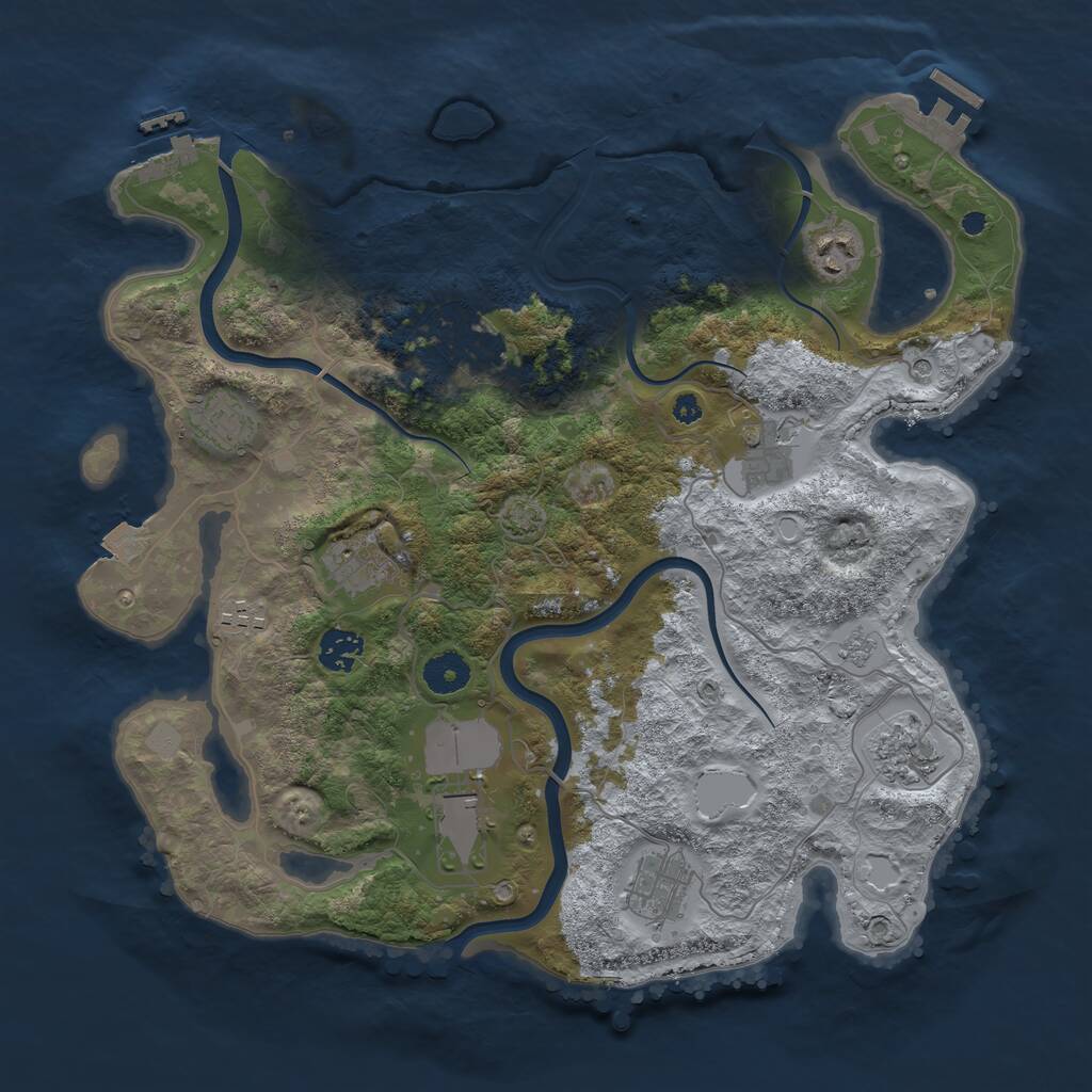 Rust Map: Procedural Map, Size: 3750, Seed: 69124338, 16 Monuments
