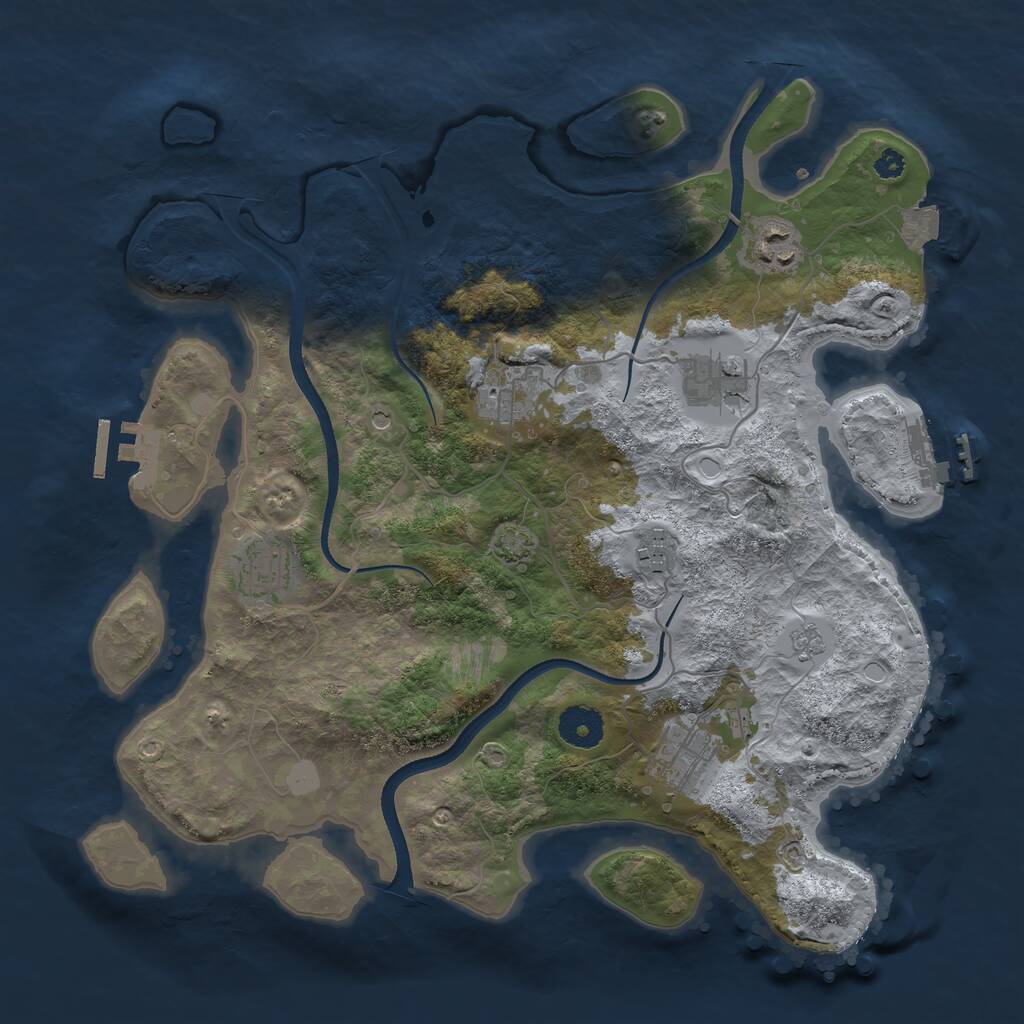 Rust Map: Procedural Map, Size: 3500, Seed: 725879227, 12 Monuments