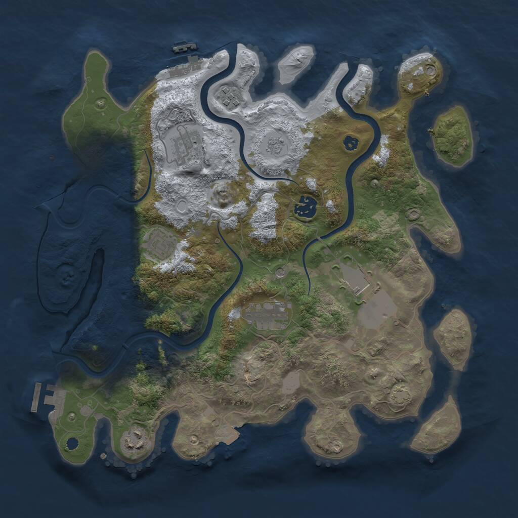Rust Map: Procedural Map, Size: 3500, Seed: 61214184, 13 Monuments