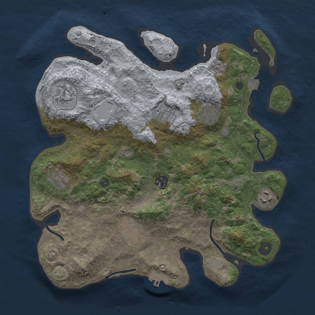 Rust Map: Procedural Map, Size: 3450, Seed: 56034833, 15 Monuments