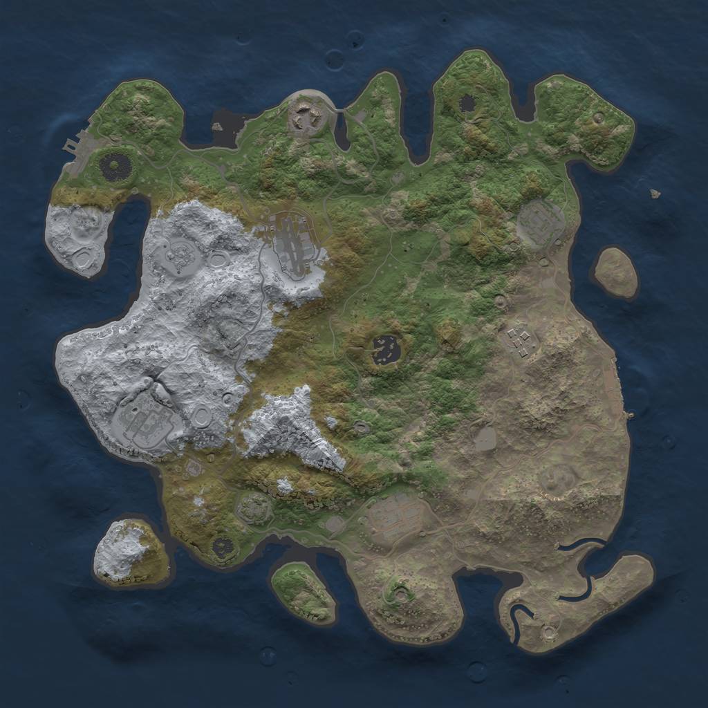 Rust Map: Procedural Map, Size: 3500, Seed: 26918441, 14 Monuments