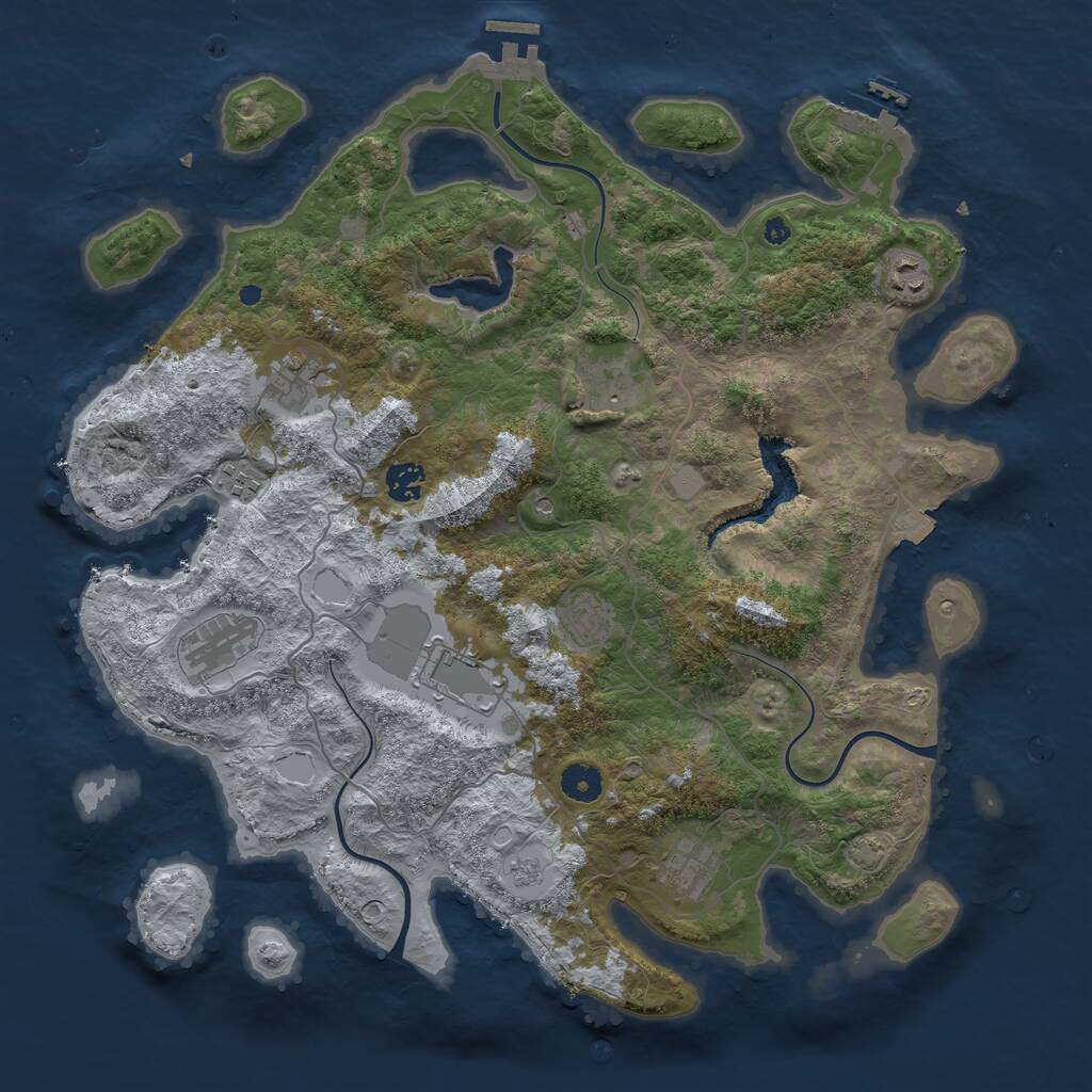 Rust Map: Procedural Map, Size: 4100, Seed: 21117240, 15 Monuments