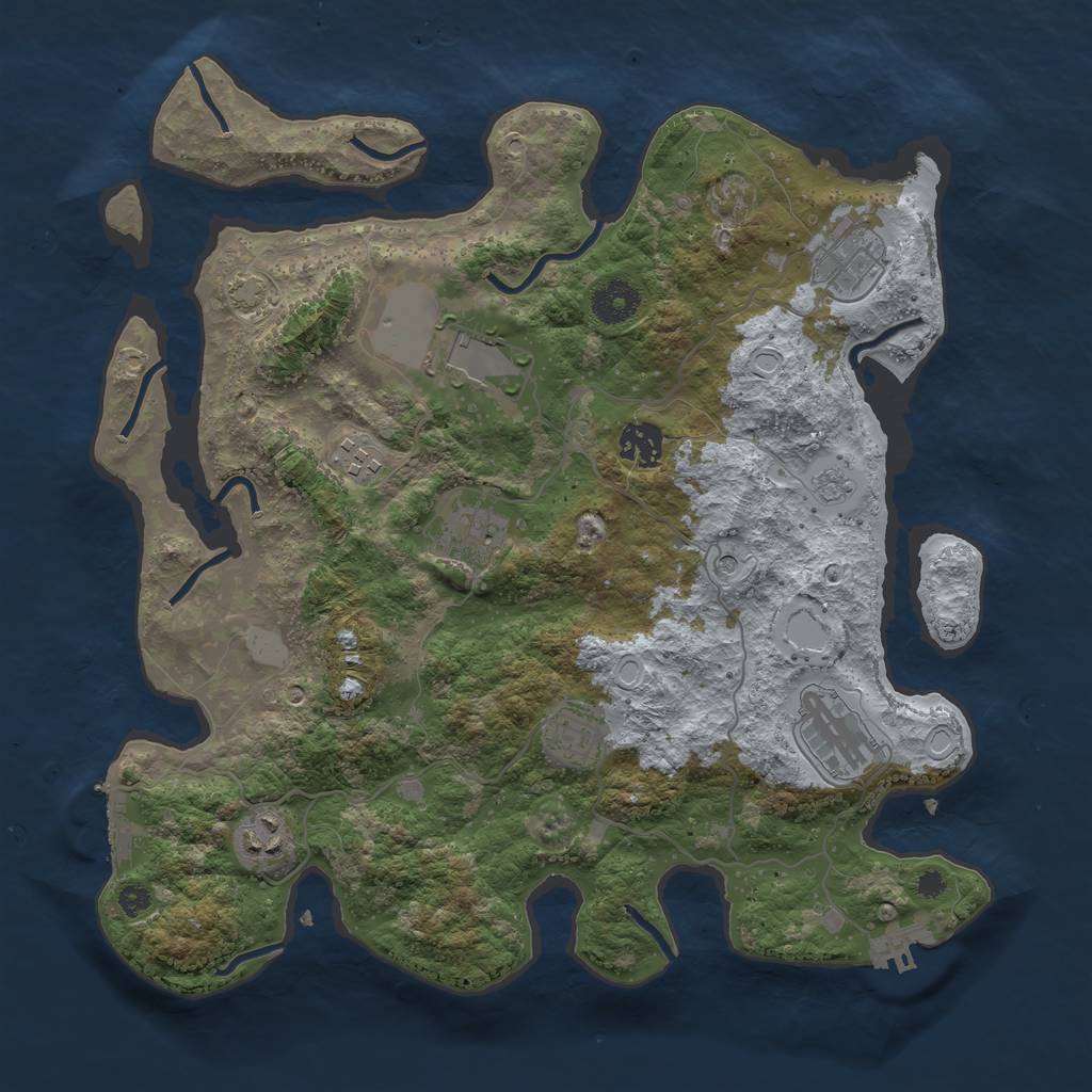 Rust Map: Procedural Map, Size: 3600, Seed: 41895984, 16 Monuments