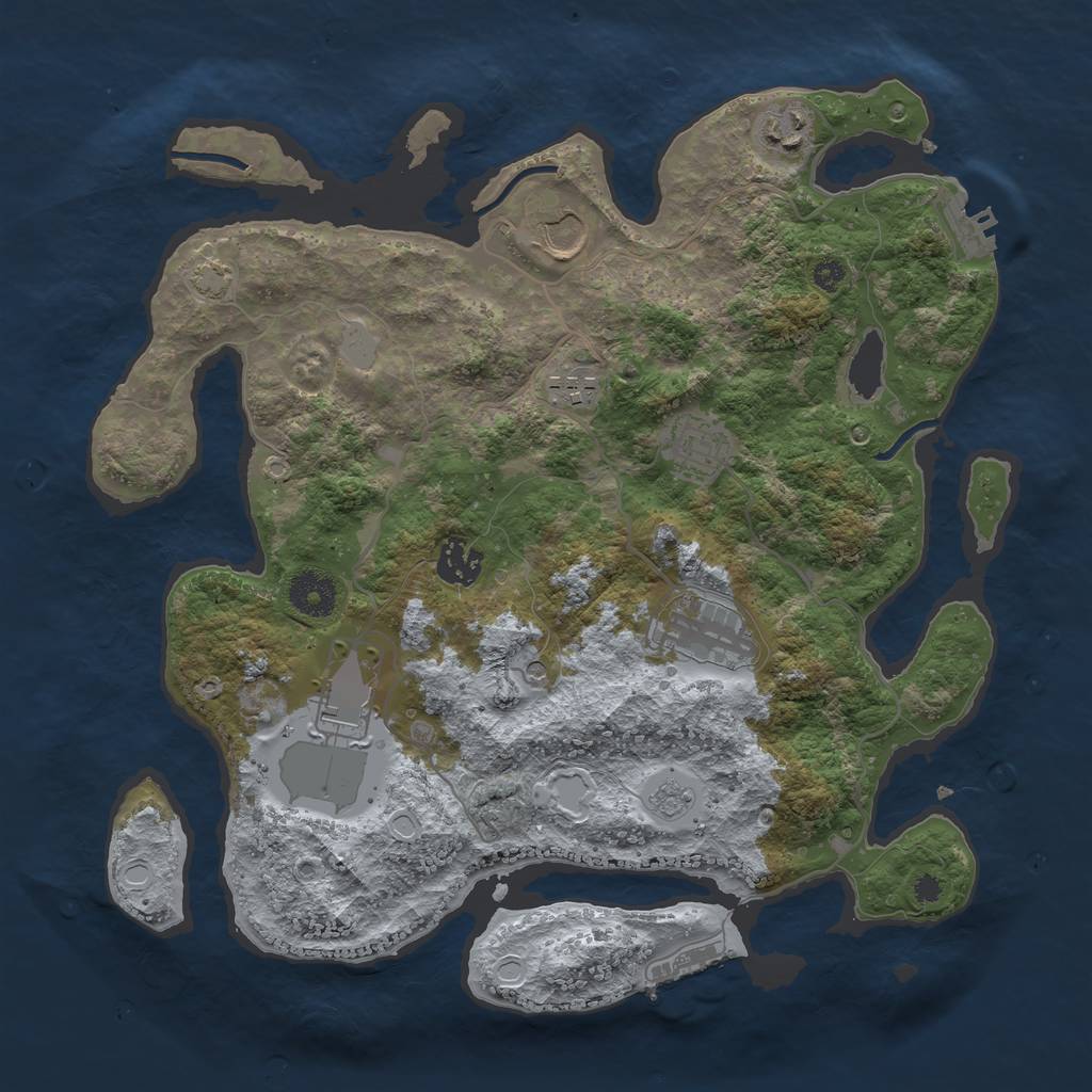 Rust Map: Procedural Map, Size: 3500, Seed: 1938410108, 15 Monuments
