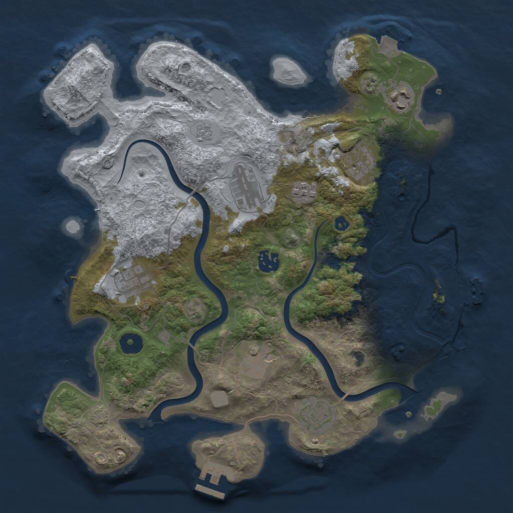 Rust Map: Procedural Map, Size: 3450, Seed: 34951275, 14 Monuments