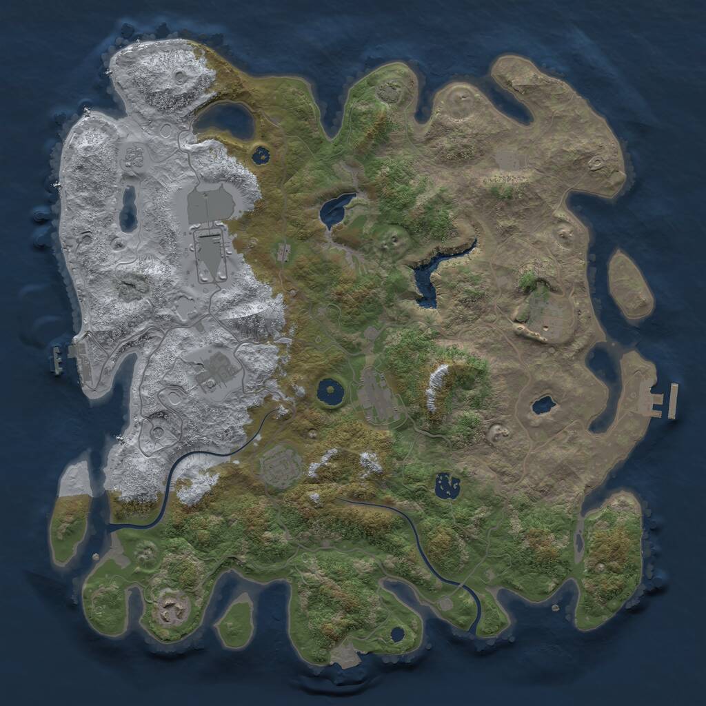 Rust Map: Procedural Map, Size: 4000, Seed: 1869420, 13 Monuments
