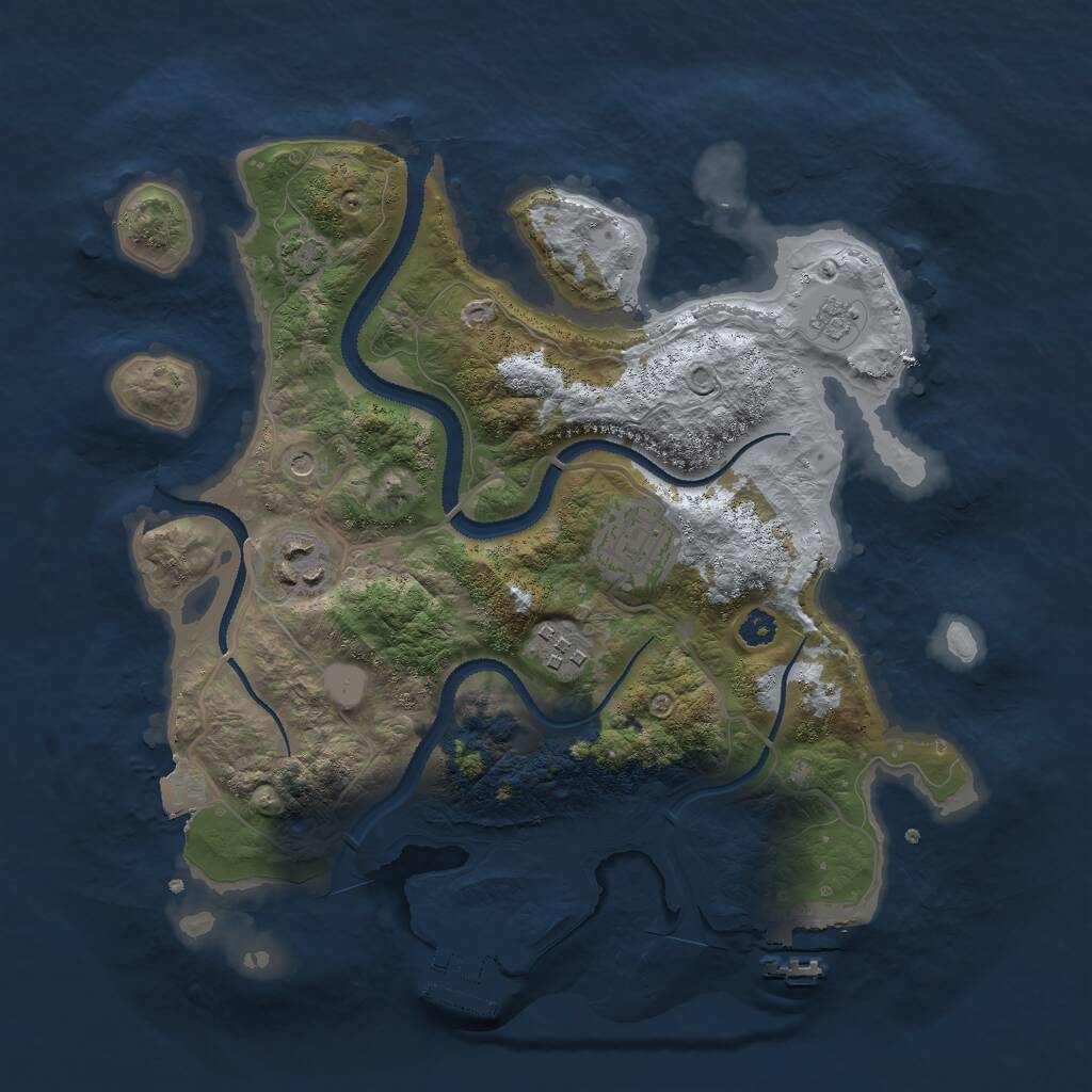 Rust Map: Procedural Map, Size: 3000, Seed: 1500656867, 9 Monuments