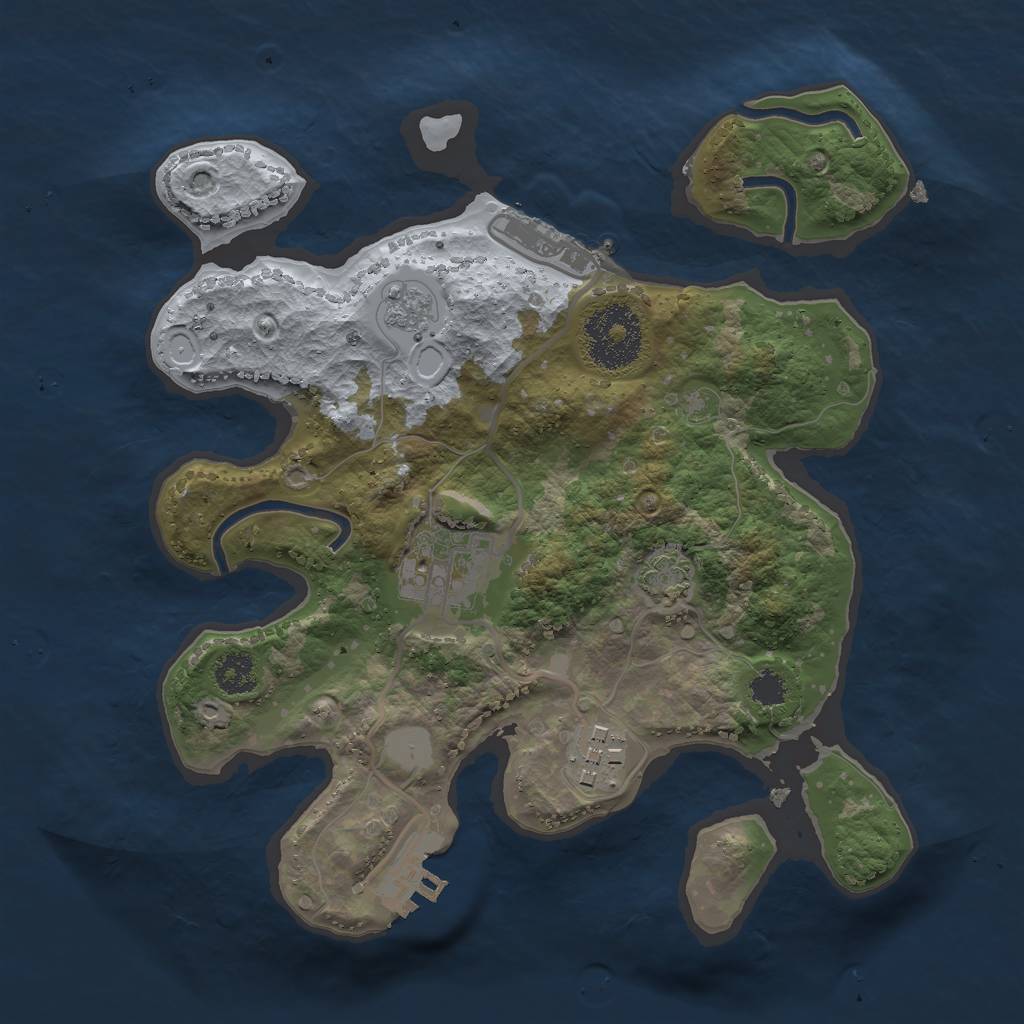 Rust Map: Procedural Map, Size: 2500, Seed: 920866152, 9 Monuments