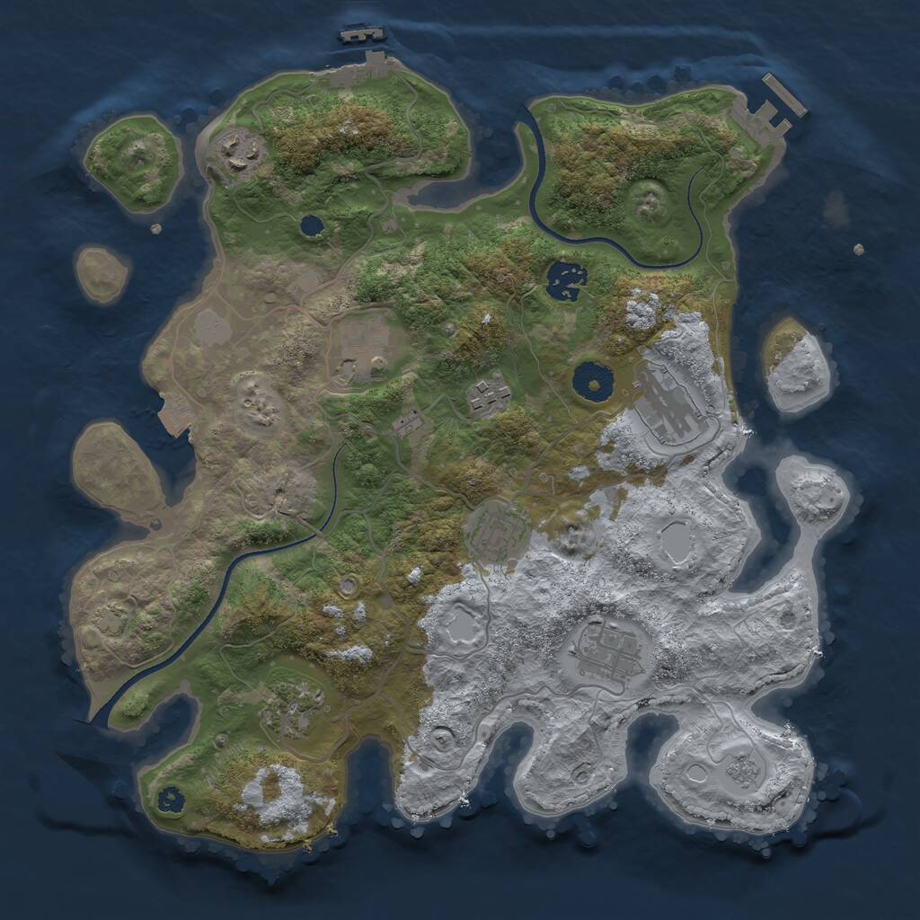 Rust Map: Procedural Map, Size: 3400, Seed: 63576952, 13 Monuments