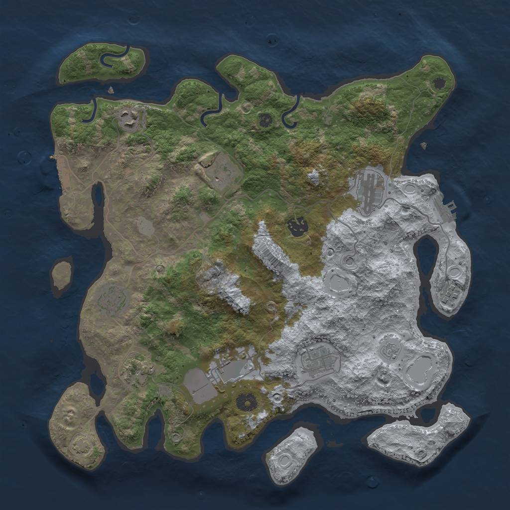 Rust Map: Procedural Map, Size: 3800, Seed: 26864915, 17 Monuments