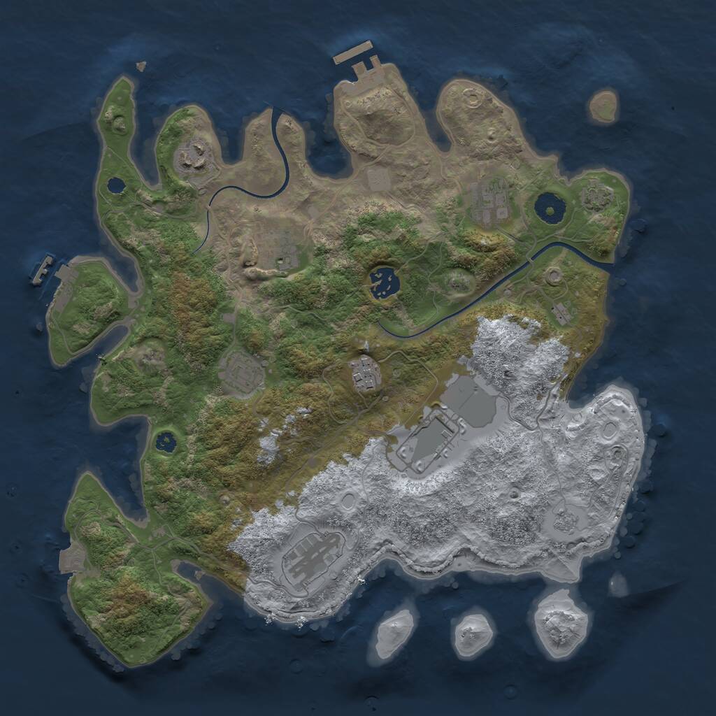 Rust Map: Procedural Map, Size: 3500, Seed: 761992644, 13 Monuments