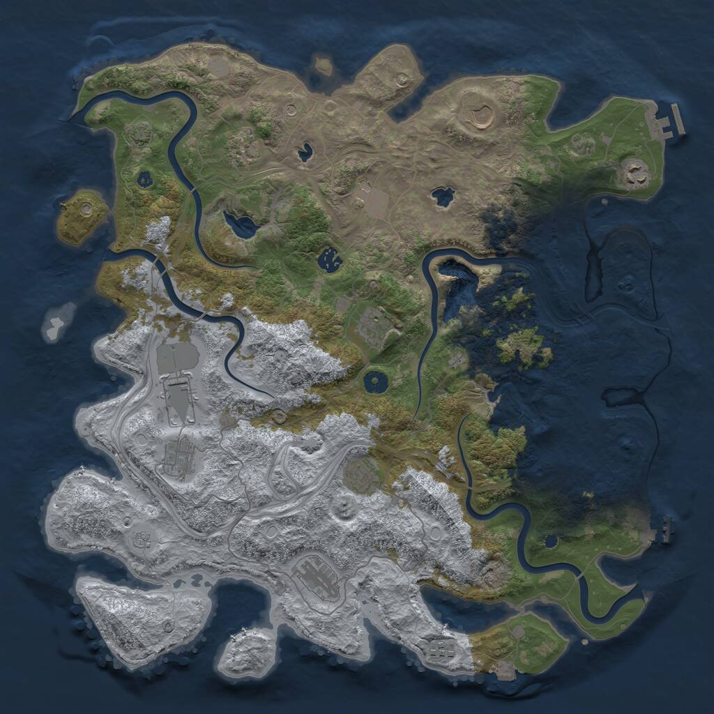 Rust Map: Procedural Map, Size: 4500, Seed: 1299871007, 17 Monuments