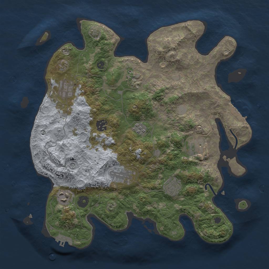 Rust Map: Procedural Map, Size: 3450, Seed: 42525, 16 Monuments