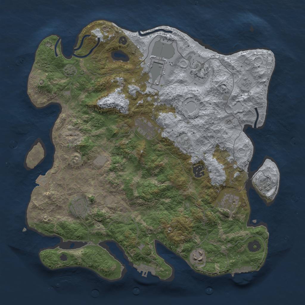 Rust Map: Procedural Map, Size: 3700, Seed: 1877568733, 16 Monuments