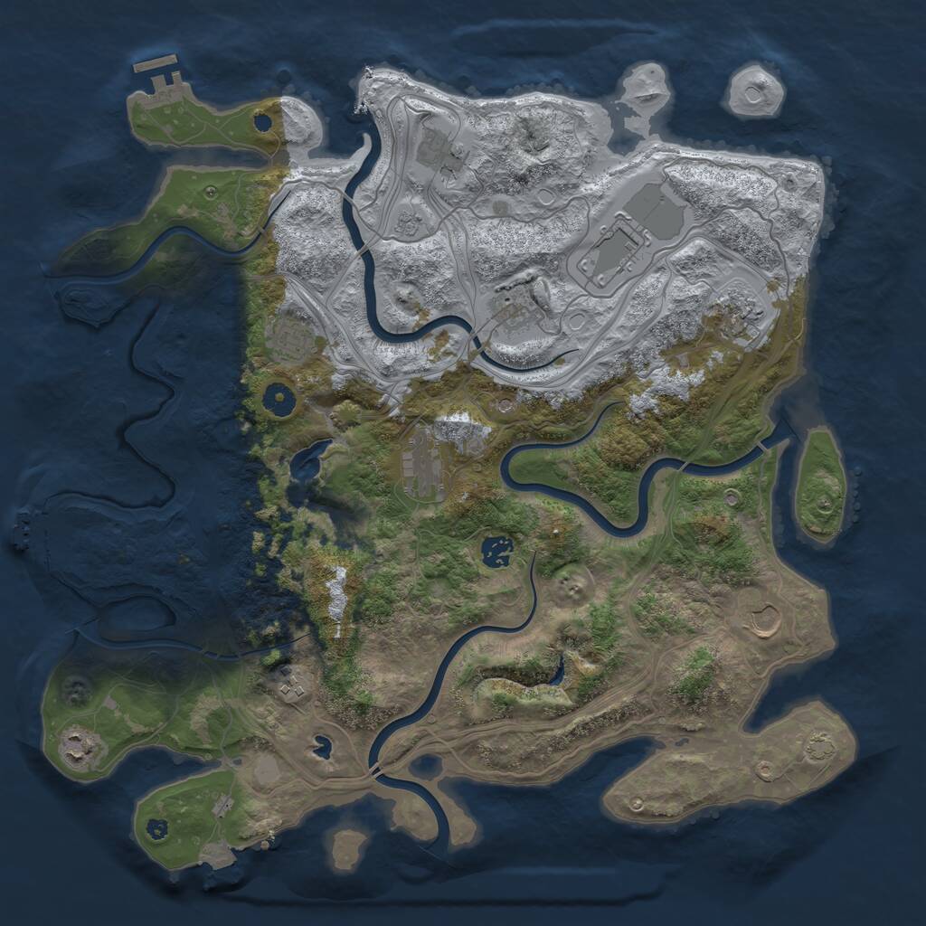 Rust Map: Procedural Map, Size: 4250, Seed: 1047996721, 16 Monuments