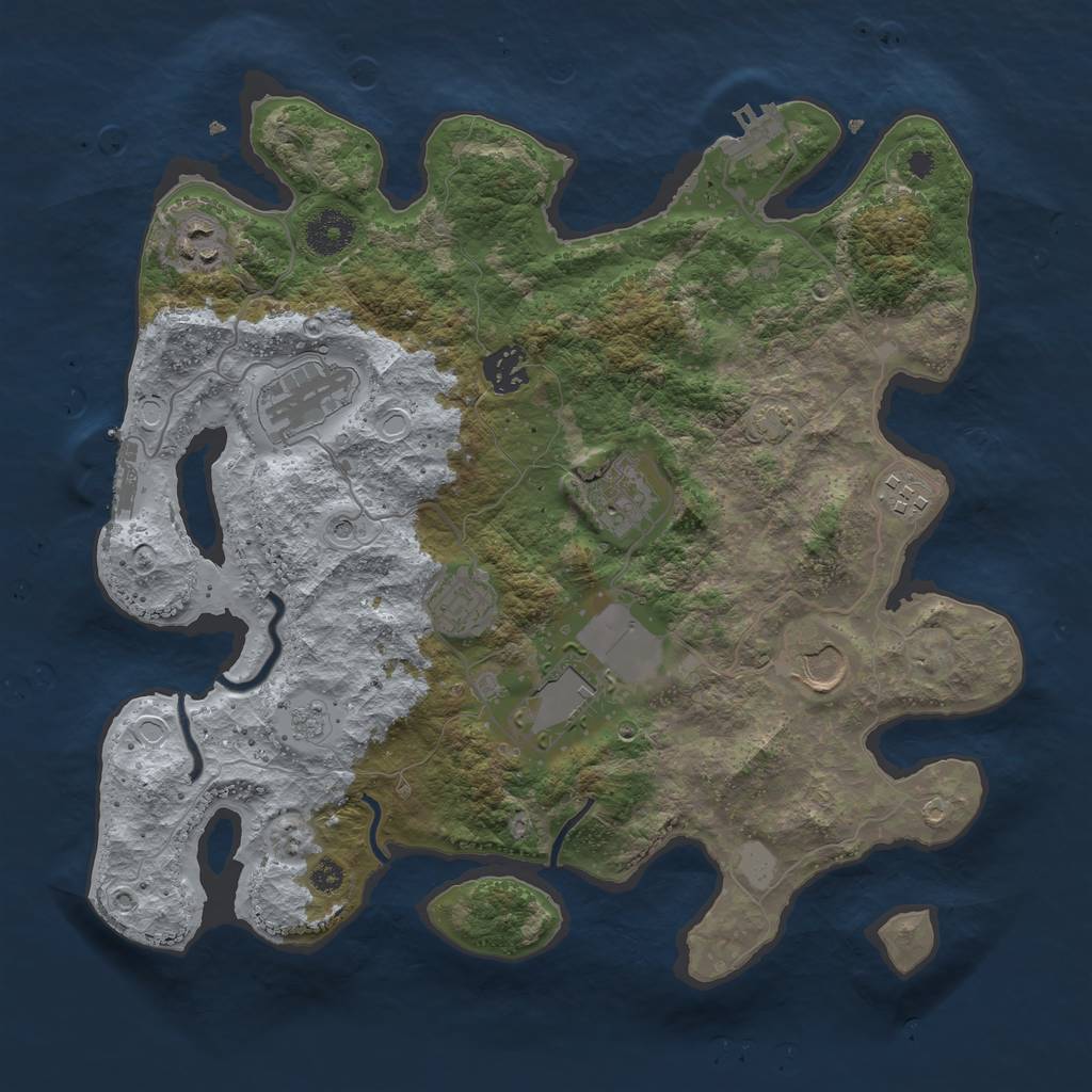 Rust Map: Procedural Map, Size: 3500, Seed: 19697, 16 Monuments