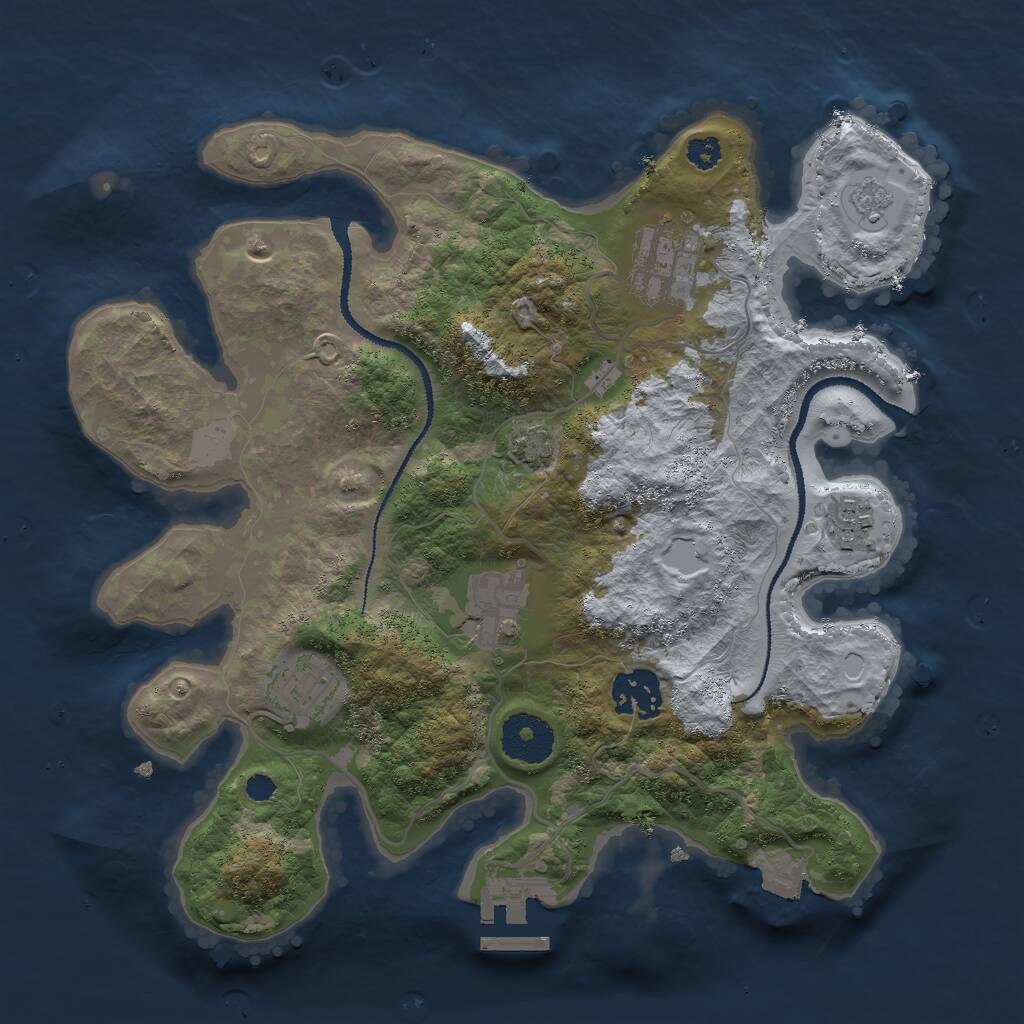 Rust Map: Procedural Map, Size: 3000, Seed: 320153081, 9 Monuments