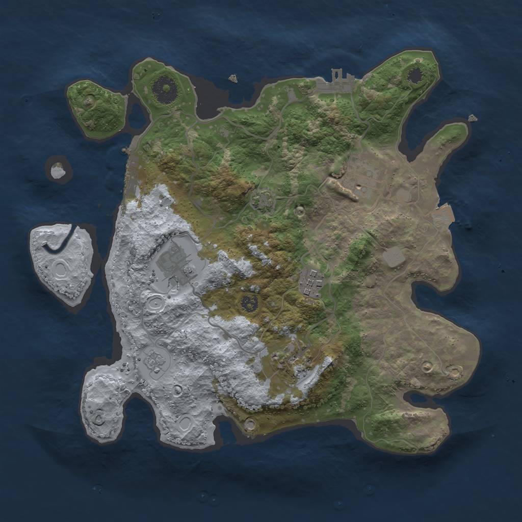 Rust Map: Procedural Map, Size: 3000, Seed: 18907, 11 Monuments