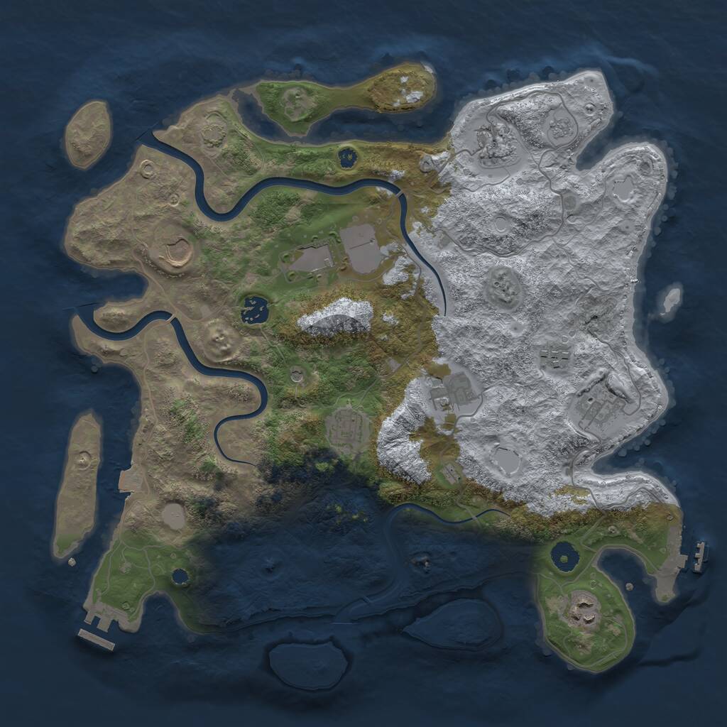 Rust Map: Procedural Map, Size: 3850, Seed: 710691300, 15 Monuments