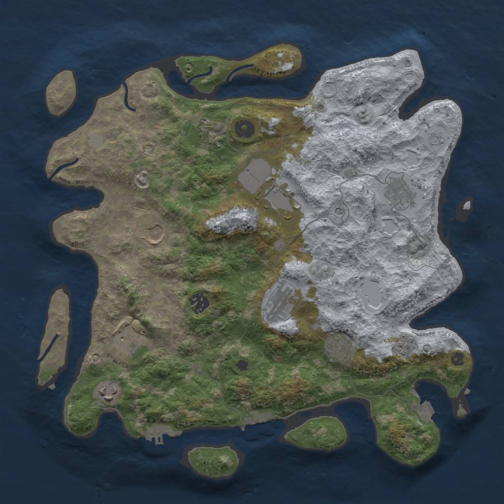 Rust Map: Procedural Map, Size: 3850, Seed: 710691300, 18 Monuments