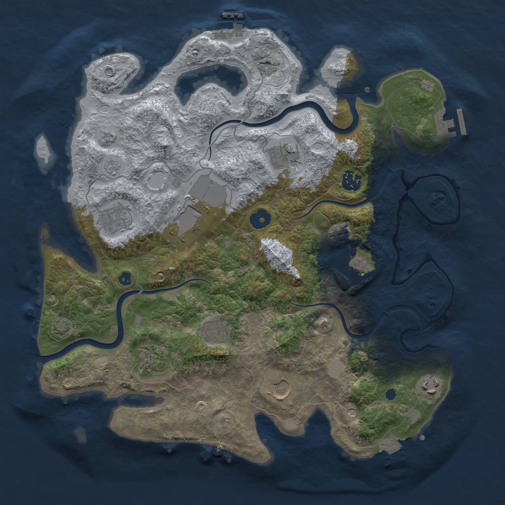 Rust Map: Procedural Map, Size: 3800, Seed: 5541, 16 Monuments