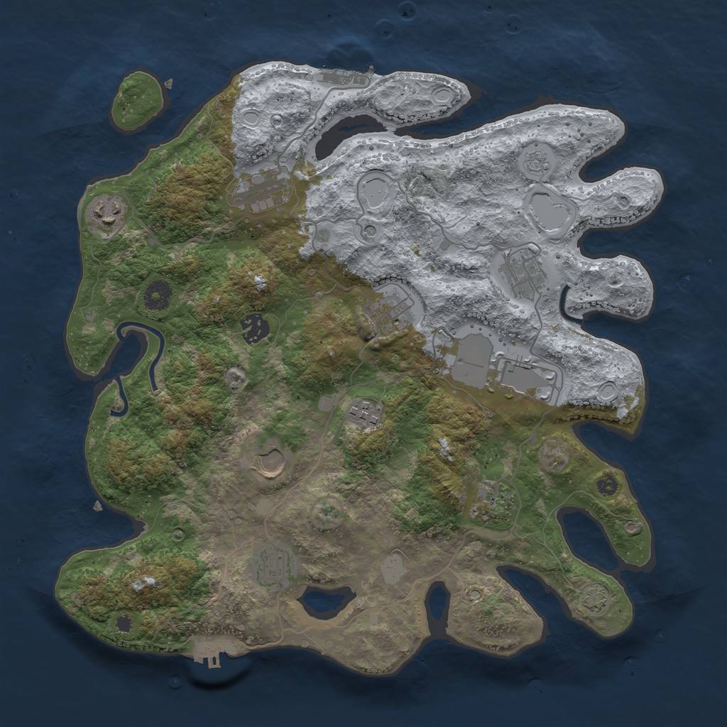 Rust Map: Procedural Map, Size: 3700, Seed: 88340347, 18 Monuments