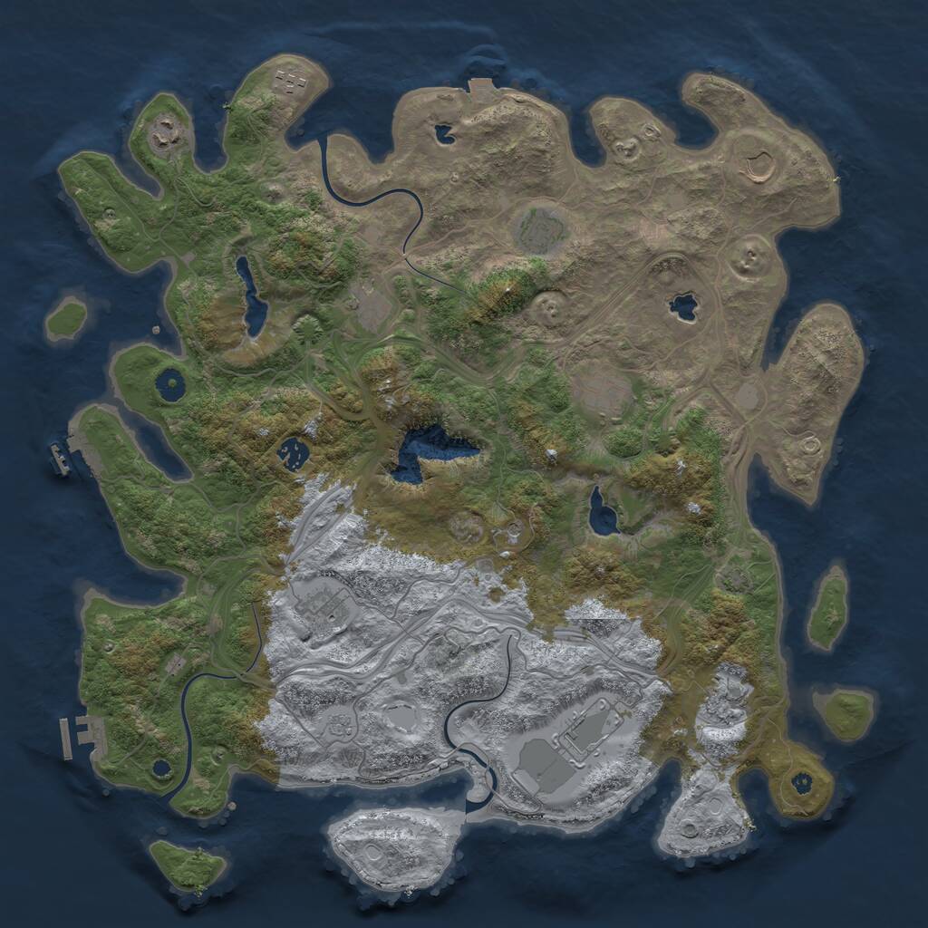Rust Map: Procedural Map, Size: 4500, Seed: 1081511349, 16 Monuments