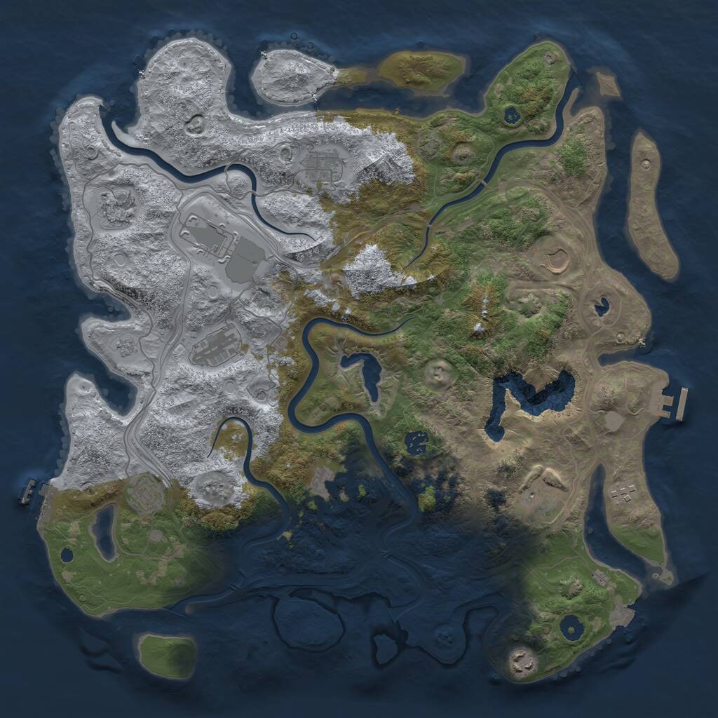 Rust Map: Procedural Map, Size: 4400, Seed: 50553918, 17 Monuments