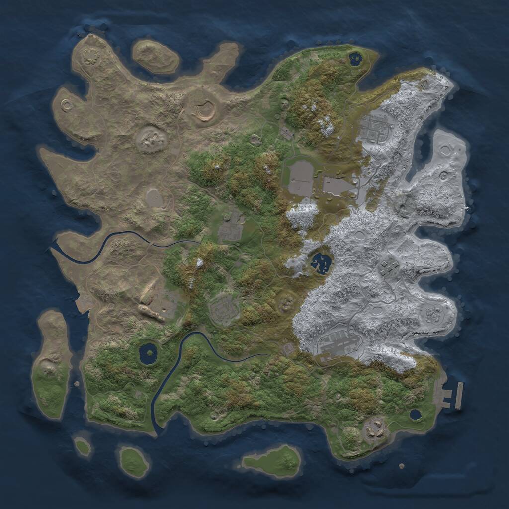 Rust Map: Procedural Map, Size: 3800, Seed: 48912931, 14 Monuments
