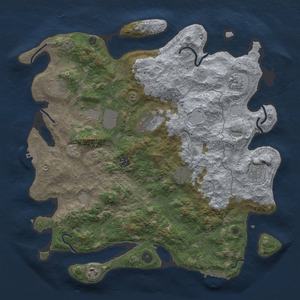 Rust Map: Procedural Map, Size: 4100, Seed: 10049100, 17 Monuments