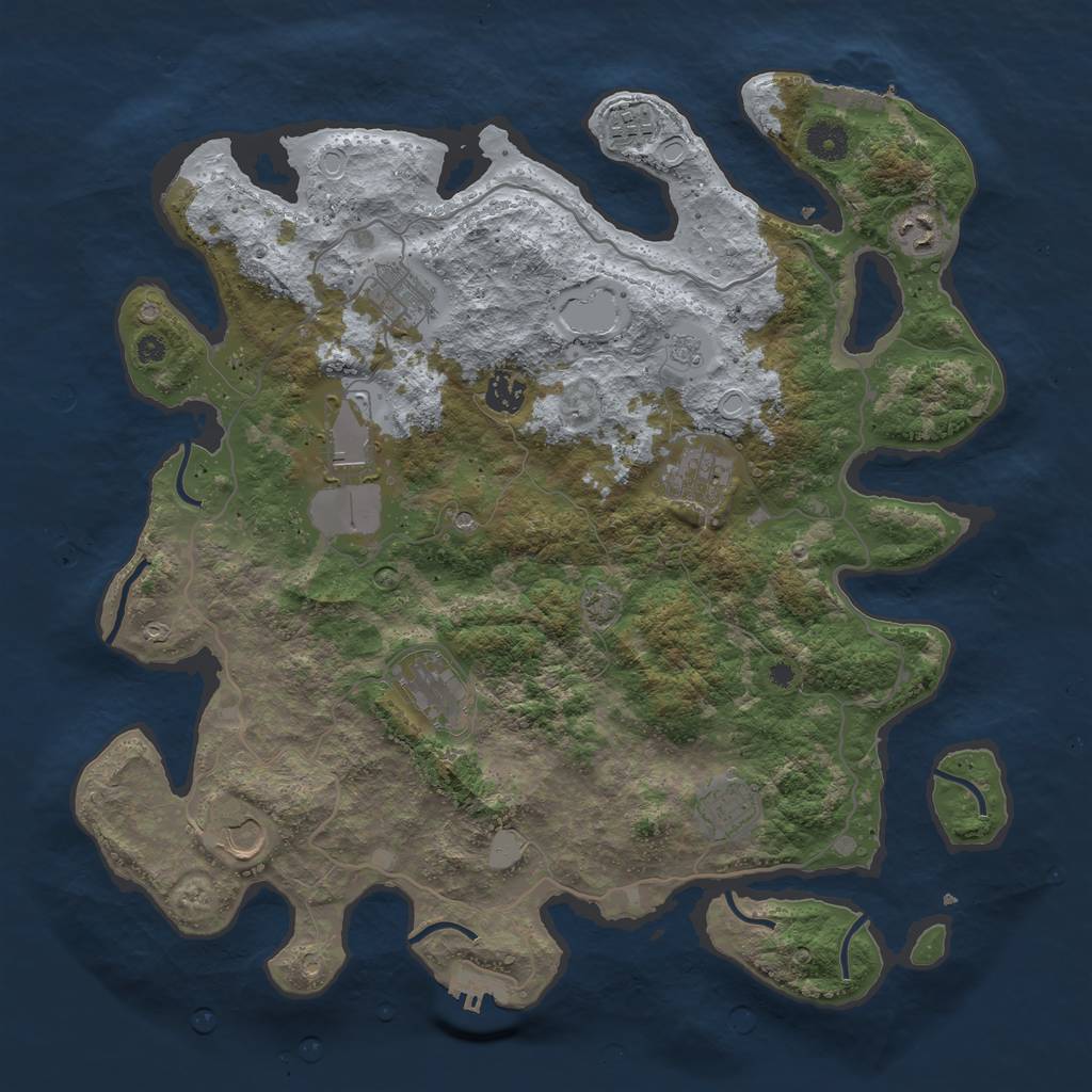 Rust Map: Procedural Map, Size: 4000, Seed: 62045087, 17 Monuments