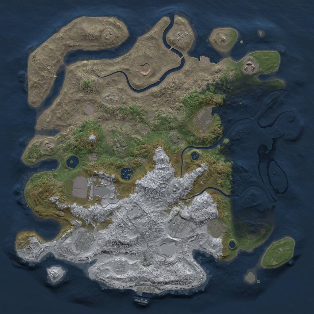Rust Map: Procedural Map, Size: 3850, Seed: 45966733, 16 Monuments