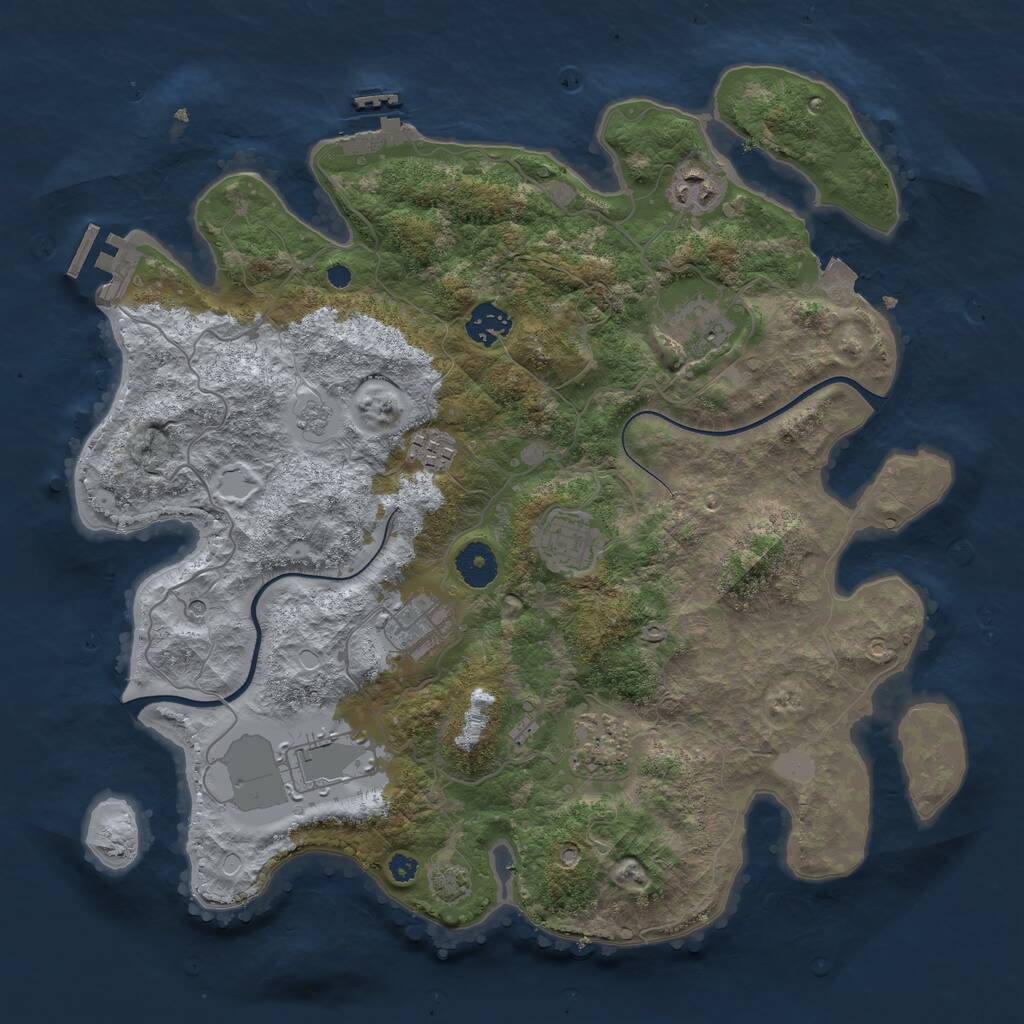 Rust Map: Procedural Map, Size: 3650, Seed: 55900970, 14 Monuments