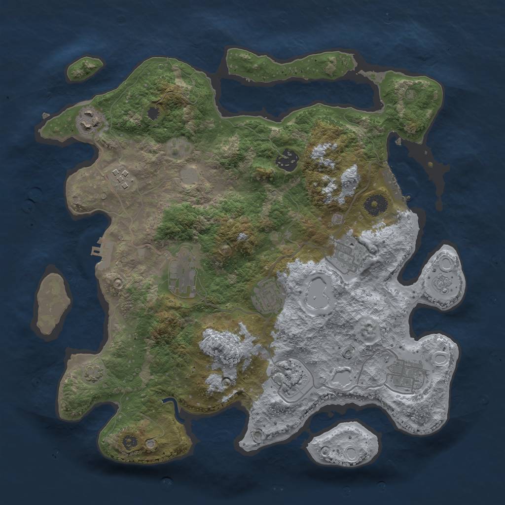 Rust Map: Procedural Map, Size: 3450, Seed: 28649454, 15 Monuments