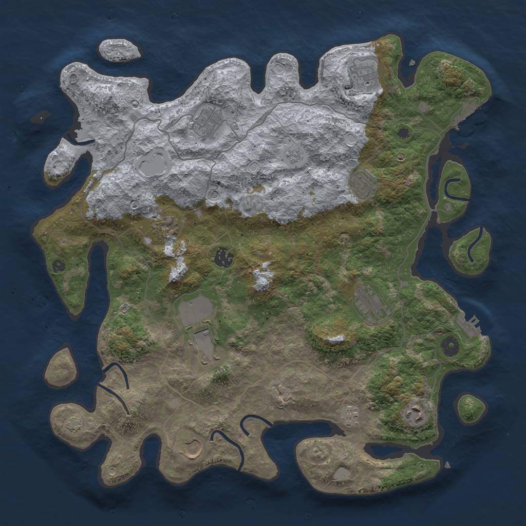 Rust Map: Procedural Map, Size: 4100, Seed: 6221875, 18 Monuments