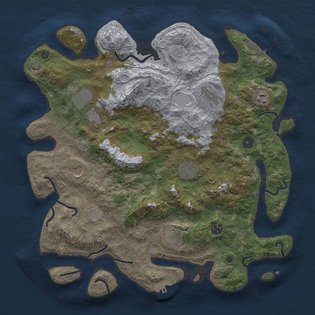 Rust Map: Procedural Map, Size: 4000, Seed: 84753782, 16 Monuments
