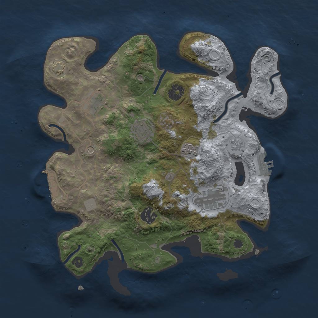 Rust Map: Procedural Map, Size: 3000, Seed: 33331, 13 Monuments