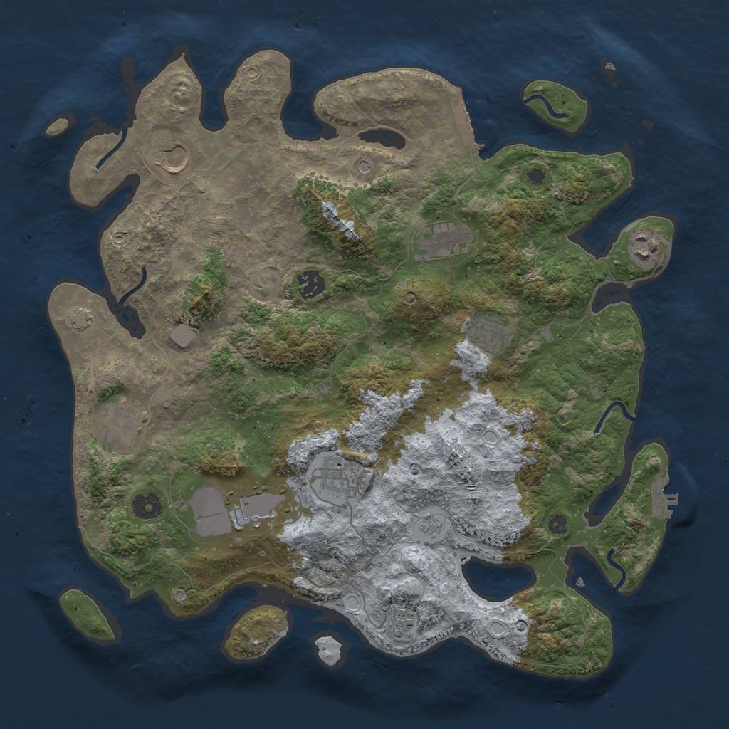 Rust Map: Procedural Map, Size: 3850, Seed: 73825416, 17 Monuments