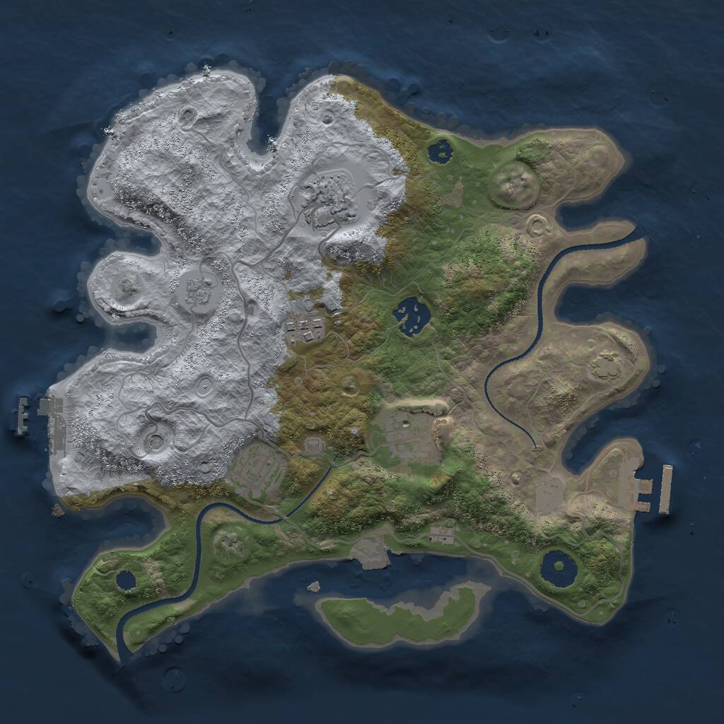 Rust Map: Procedural Map, Size: 3000, Seed: 428118431, 11 Monuments