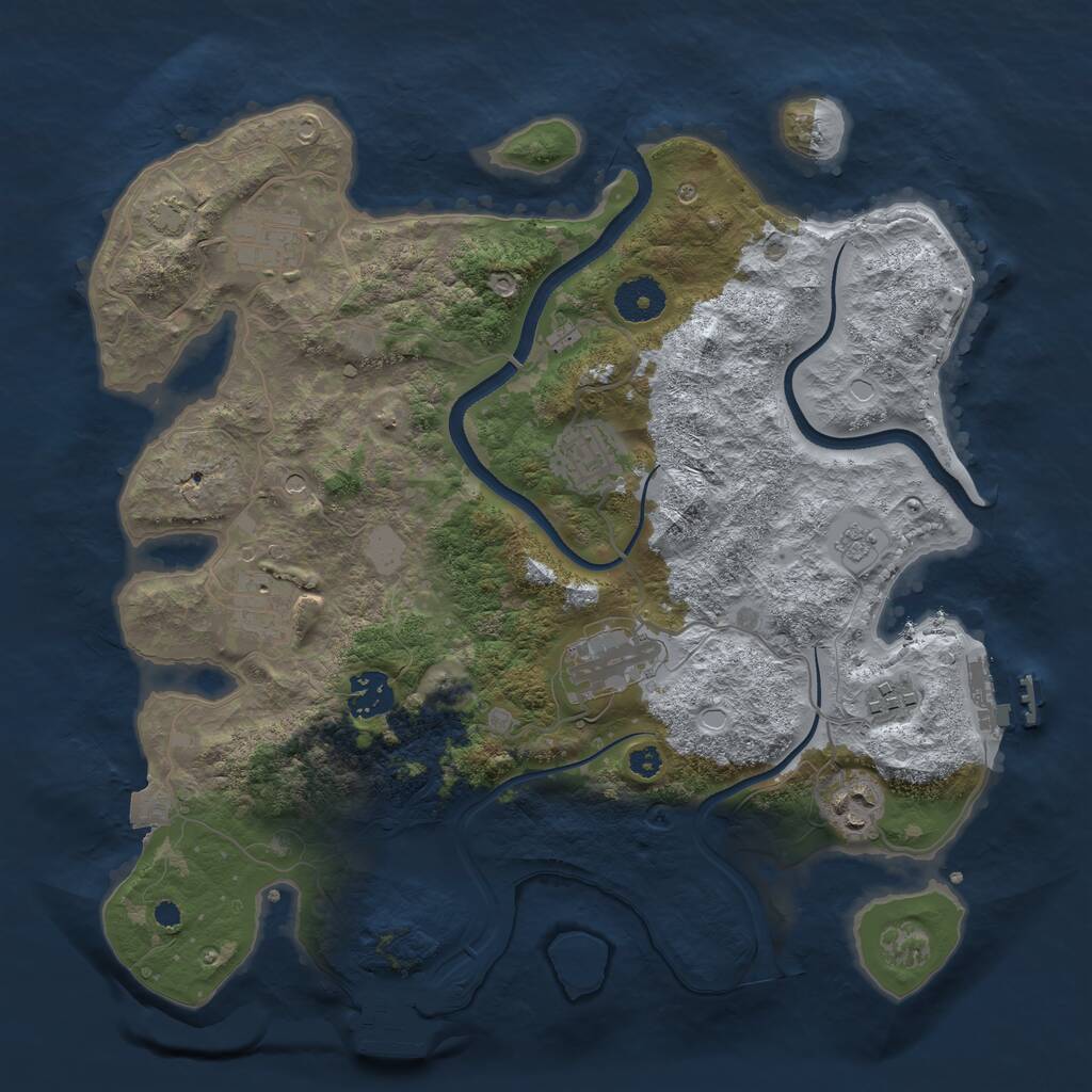 Rust Map: Procedural Map, Size: 3450, Seed: 44025735, 13 Monuments