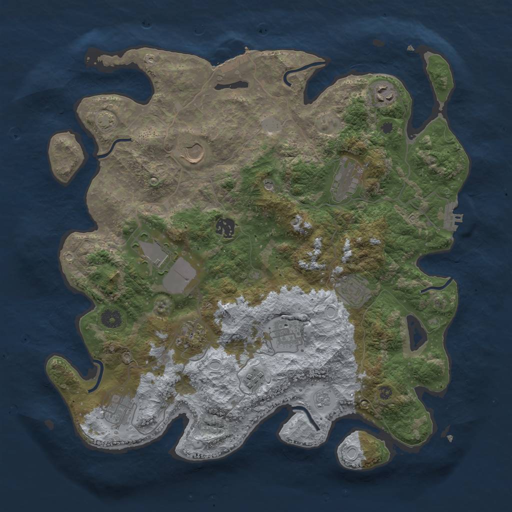 Rust Map: Procedural Map, Size: 3850, Seed: 64383722, 18 Monuments