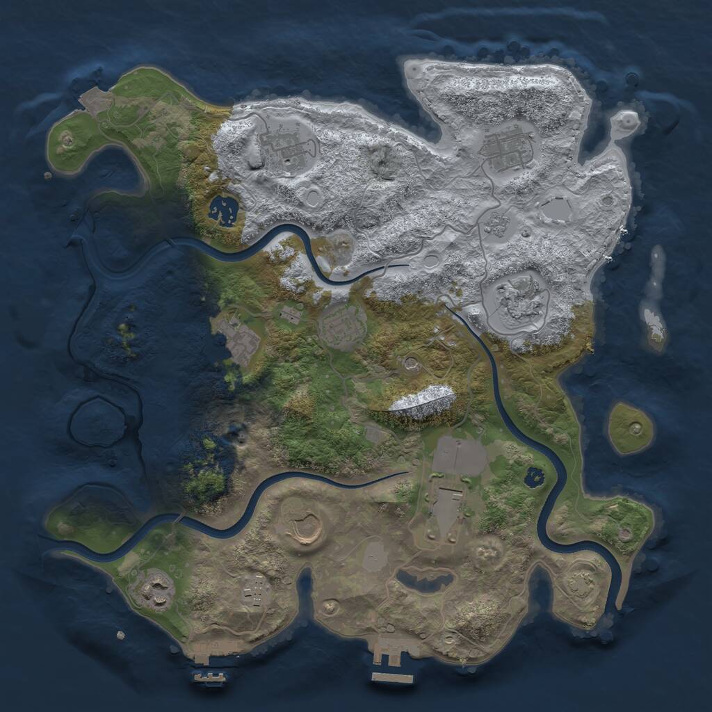 Rust Map: Procedural Map, Size: 3500, Seed: 800545333, 16 Monuments