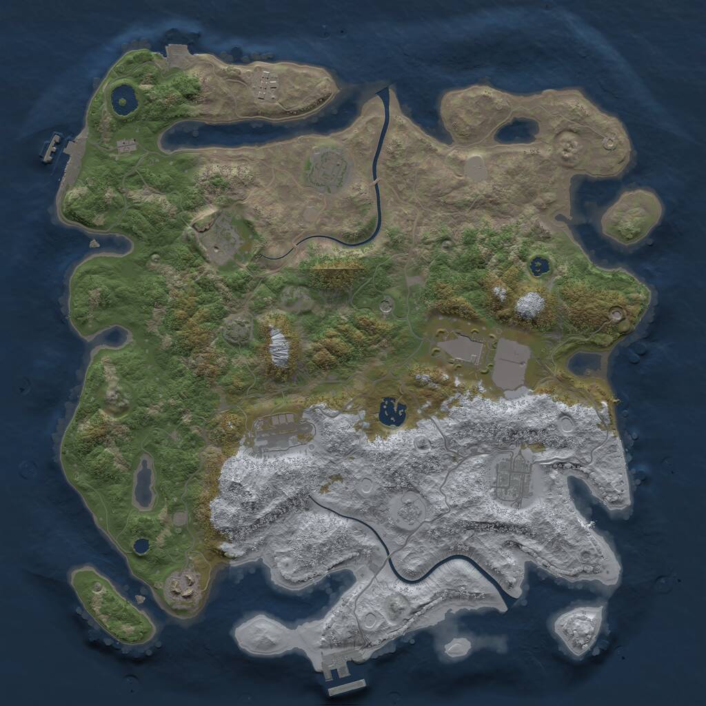 Rust Map: Procedural Map, Size: 3750, Seed: 45058549, 14 Monuments