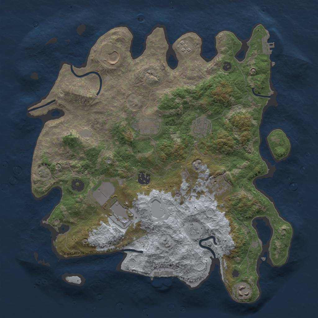 Rust Map: Procedural Map, Size: 3650, Seed: 50152615, 16 Monuments