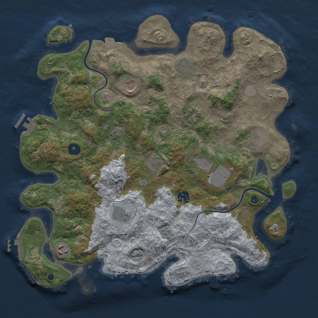 Rust Map: Procedural Map, Size: 3950, Seed: 7870710, 16 Monuments