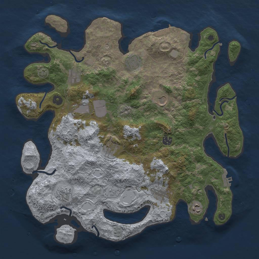 Rust Map: Procedural Map, Size: 3900, Seed: 31708174, 18 Monuments