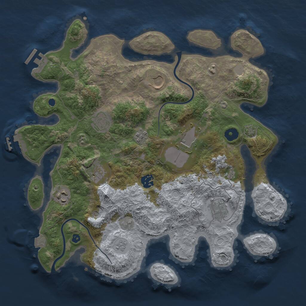 Rust Map: Procedural Map, Size: 3500, Seed: 82823831, 14 Monuments