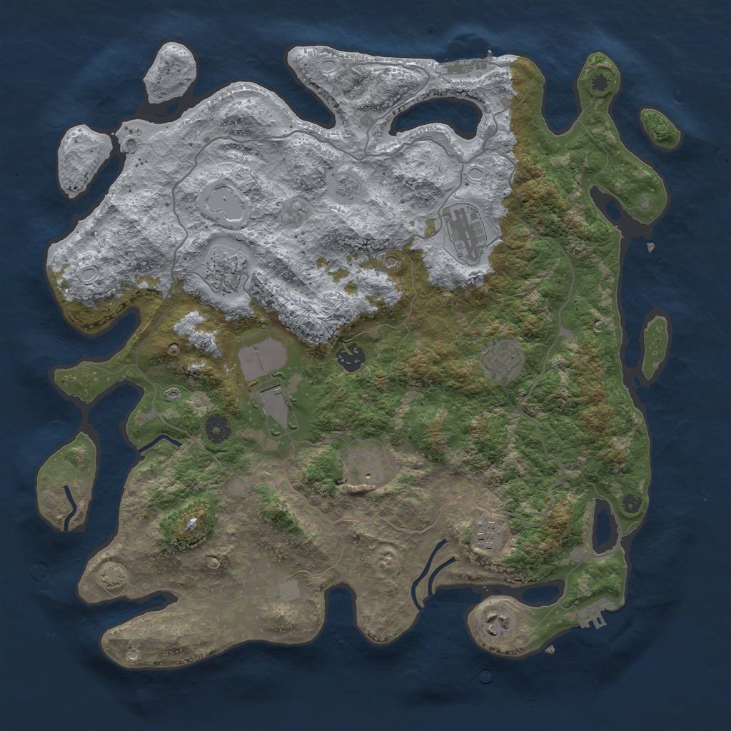 Rust Map: Procedural Map, Size: 4000, Seed: 28727914, 16 Monuments