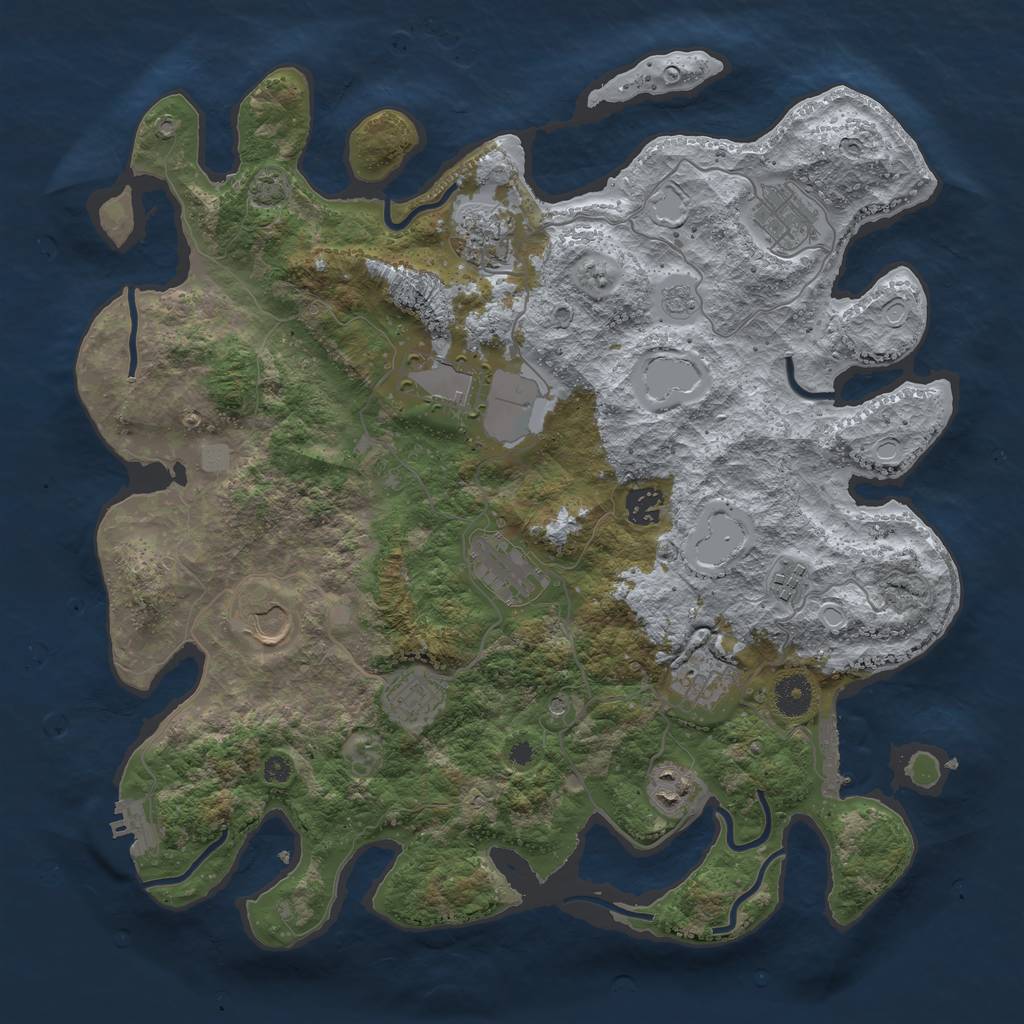 Rust Map: Procedural Map, Size: 3900, Seed: 25865067, 18 Monuments